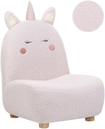 Beliani Fotel dziecięcy jednorożec teddy różowy LULEA