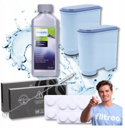 AQUALOGIS 2x Filtr wody do ekspresu PHILIPS Latte Go zestaw odkamieniacz i tabletki