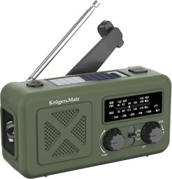 Radio Kruger&Matz Radio solarne, przenośne radio awaryjne SOS, powerbank 2000mAh, latarka, dynamo,