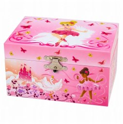 LeanToys Pozytywka Kuferek Na Biżuterię Dla Dzieci Nakręcany Z Lusterkiem Różowy