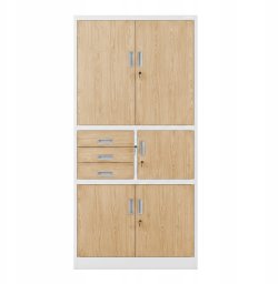 Jan Nowak Biurowa szafa metalowa z sejfem biała / dąb sonoma Eco Design* FILIP II 900 x 1850 x 400 mm (5907367507256)