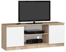 Fabryka Mebli Akord Szafka rtv, stolik, Nova, 140x40x55 cm, dąb sonoma, biel, mat | TYLETEGOTU