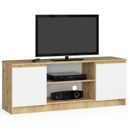 Fabryka Mebli Akord Szafka rtv, stolik, 140x40x55 cm, dąb artisan, biel, mat | TYLETEGOTU
