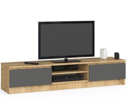 Fabryka Mebli Akord Szafka rtv, NOVA 160x40x33 cm, dąb artisan, grafit szary, mat | TYLETEGOTU