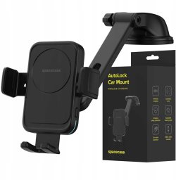 spacecase na telefon samochodowy na szybę deskę SPACECASE AutoLock z ładowarką indukcyjną QI 15W Czarny