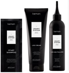 Kemon Unamy System Liss Set Kemon: Start, Hair Shampoo, 20 ml + Liss Cream, Hair Treatment Cream Mask, 250 ml + Liss Neutralizer, Hair Treatment Lotion Mask, 250 ml None