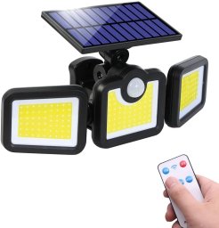 Kinkiet E-LIGHT Oświetlenie Solar Sensor Wall Light 3in1 LS6 with Motion Sensor Remote Control & Wired Solar Panel Black ELIG-SWL-LS6-BK