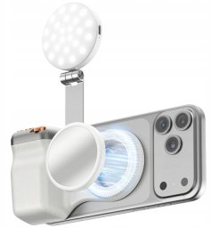 4smarts Magnetyczny uchwyt na telefon 4smarts z gripem fotograficznym lampą doświetlającą i bezprzewodowym sterowaniem biały