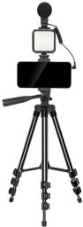 E-LIGHT M5 Vlog telefon komplet do nagrywania wideo i zdjęć z lampą LED mikrofonem statyw 1.3m pilot