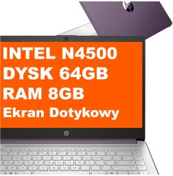 Laptop HP 14-dq3024ds / 14 cali HD Dotykowy / Intel N4500 / 8GB / 64GB eMMC / Windows 11 Fioletowy (BK1Q5UA)