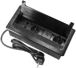 Orno Gniazdo meblowe wpuszczane w blat 2x French, 2x USB A+C 3,6A, 2x RJ45 przewód 1,5 m czarne