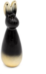 Dekoracja świąteczna Eurofirany Figurka wielkanocna zajączek 5x5x14 cm czarno-złota komplet 2 szt