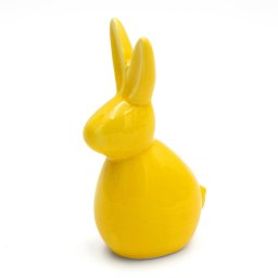 Dekoracja świąteczna Eurofirany Figurka wielkanocna zajączek 10x7x18 cm żółta komplet 2 szt