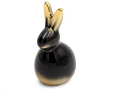 Dekoracja świąteczna Eurofirany Figurka wielkanocna zajączek 7x6x12 cm czarno-złota komplet 2 szt