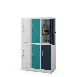 Jan Nowak IGOREK cabinet MULTICOLOR 1: back GREY RAL7035 + RAL7035 / RAL5021 / RAL5011 H1500*W900*D450