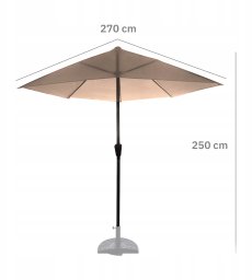 Goodhome Parasol ogrodowy ścienny duży solidny składany 2,7 M z korbką beżowy