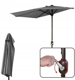 Goodhome Parasol ogrodowy ścienny duży solidny składany 2,7 M z korbką szary