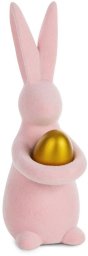 Dekoracja świąteczna Eurofirany Figurka wielkanocna zając 5x6x15 cm jasnoróżowy meszek komplet 2 szt