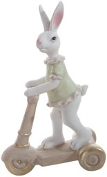 Dekoracja świąteczna Eurofirany Figurka wielkanocna zając 18x8x28 cm miętowo-beżowy smukły