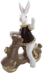 Dekoracja świąteczna Eurofirany Figurka wielkanocna zając 19x11x26 cm biała z czarnymi akcentami