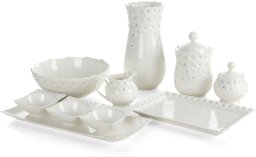 Eurofirany Pojemnik ceramiczny cukiernica ELISA 10x12 cm biały komplet 2 szt