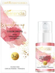 Bielenda Boost Me Up Color drops Baza upiększająca do twarzy 3w1 róż cień do powiek pomadka 15ml