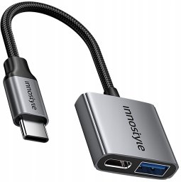 Adapter USB Innostyle USB-C - USB-A + USB-C Szary