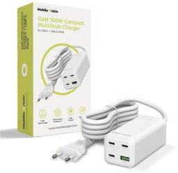 Ładowarka Mobile Origin Ładowarka GAN 100W COMPACT MULTIHUB PW18 3X USB-C + USB-A