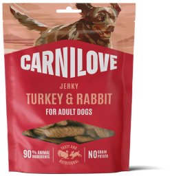 Carnilove Dog Jerky Przysmaki dla psów Mięsne filety z indykiem i królikiem 100 g