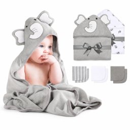 Momcozy Ręcznik dla niemowlaka | Motyw Słonika | WC014 (WC014-U200NB-A)