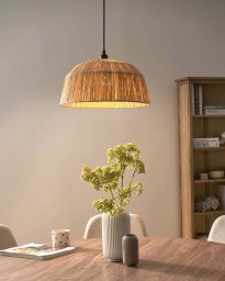 Lampa wisząca Beliani UMBA Plecionka Naturalny