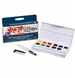 Derwent Watercolour Paint Pans 12 sztuk w tym waterbrush