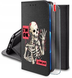 krainaGSM Etui Do Samsung A40 Magnet Wzory Case Portfel + Szkło 9H