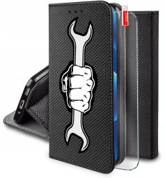 krainaGSM Etui Do Samsung A40 Magnet Wzory Case Portfel + Szkło 9H