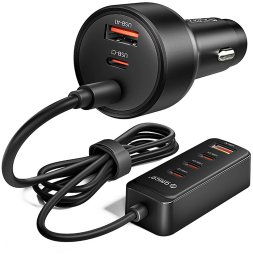 Ładowarka Orico Samochodowa ChargeClip 108W 2x USB-A + 4x USB-C z klipsem - czarna (6942227174789)