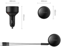 Ładowarka Orico Samochodowa Dual Stretch 60 W USB-C z dwoma zwijanymi kablami USB-C + Lightning (6942227174727)