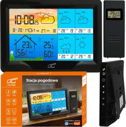 LTC Stacja pogodowa SMART z kolorowym wyświetlaczem czarna TUYA (LXSTP08C)