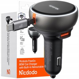 Ładowarka Mcdodo Mocna szybka ładowarka samochodowa 3X USB USB-C PD 80W LED kabel 1M