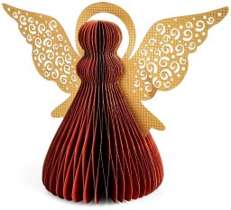 Eurofirany Ozdoba świąteczna aniołek papierowy 24cm bordowo-złoty komplet 12 szt