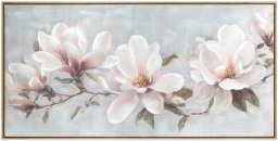 Eurofirany Obraz magnolie 120x60 biało-różowy malarski botaniczny poziomy