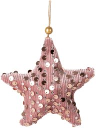 Eurofirany Ozdoba choinkowa gwiazdka 11x11 różowa welurowa cekiny x12 sztuk
