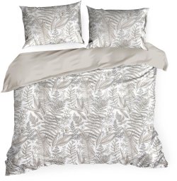 Eurofirany Pościel bawełniana LUNA 220x200 + 2x70x80 beżowa w liście