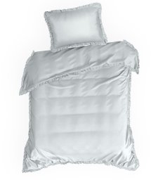 Design 91 Pościel z mikrofibry FL 140x200 + 70x80 cm srebrna z falbanką