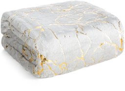 Eurofirany Koc GLAMO 150x200 cm srebrny z połyskliwym nadrukiem marmurku