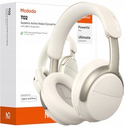 Słuchawki Avantree MCDODO Słuchawki bezprzewodowe nauszne Bluetooth z mikrofonem ANC beżowe