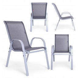 Nuforma Krzesła ogrodowe na taras balkon ogród nowoczesne krzesło metalowe 4 szt. (04K KJC810GR-SIL)