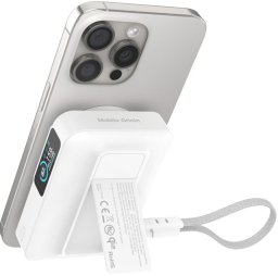 Powerbank Pitaka Mobile Origin 10000 mAh Qi2 TFT Display Semi-solid PowerBank PB19 - USB-C Cable White (MO-TDS-PB19-WHT)