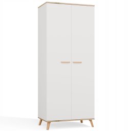 Fabryka Mebli Akord OLYMPO 2D Biała dąb artisan 80 cm Drążek 2 drzwi Sypialnia