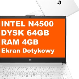 Laptop HP 14-dq3220nr / 14" FullHD Dotyk / Intel N4500 / 4GB / 64GB eMMC / Windows 11 Biały