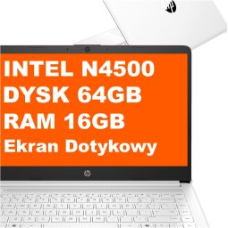Laptop HP 14-dq3220nr / 14" FullHD Dotyk / Intel N4500 / 16GB / 64GB eMMC / Windows 11 (B89MTUA)